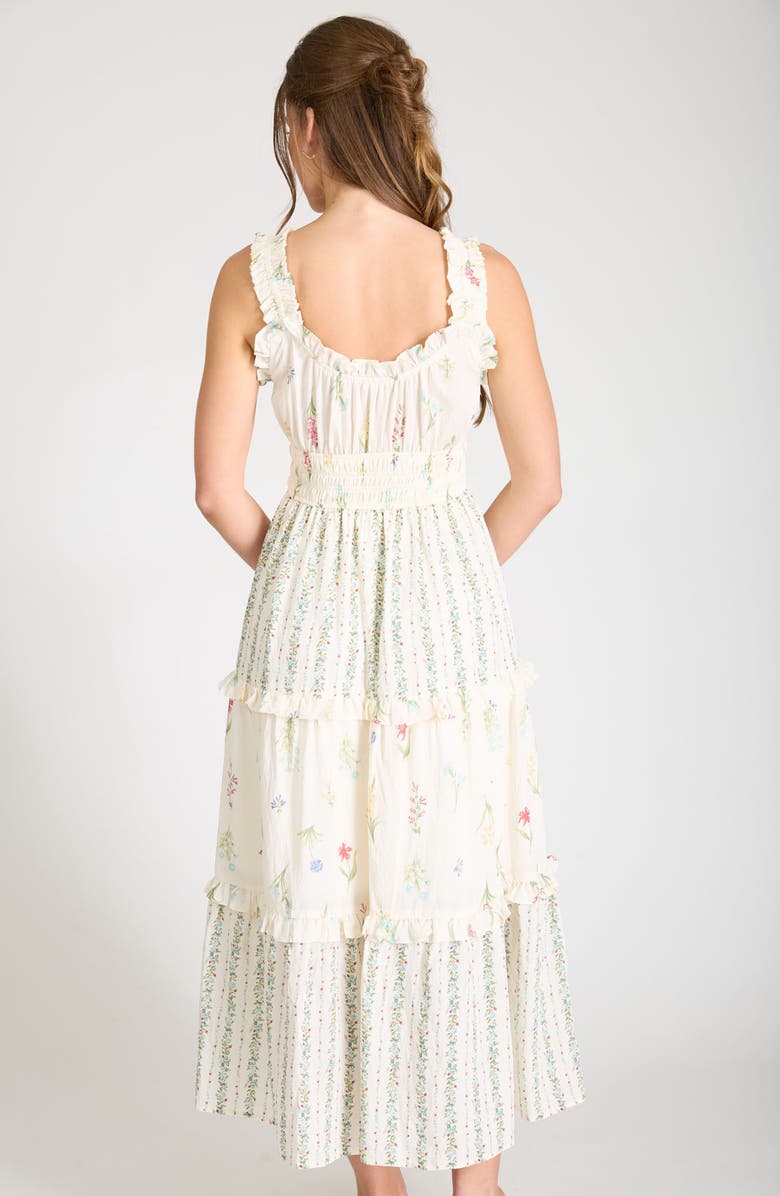 Blu Pepper Print Sleeveless Tiered Maxi Dress, Alternate, color, Ivory Multi