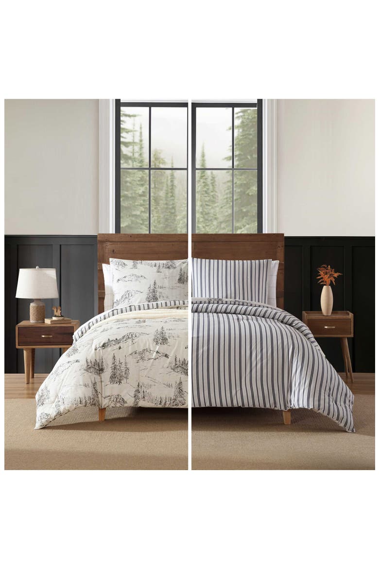 Rocky Mountain Cabin Reverisble Comforter Set, Alternate, color, LIGHT GREY/ BEIGE