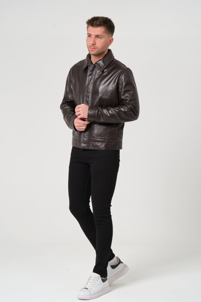 Maddox Leather Jacket, Alternate, color, Coffee Bean Brown