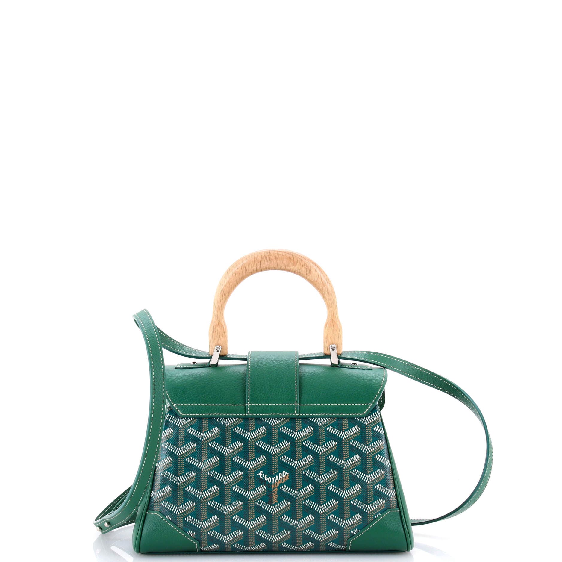 Pre-Owned Goyard Saigon Top Handle Bag Coated Canvas with Leather Mini, Alternate, color, Green