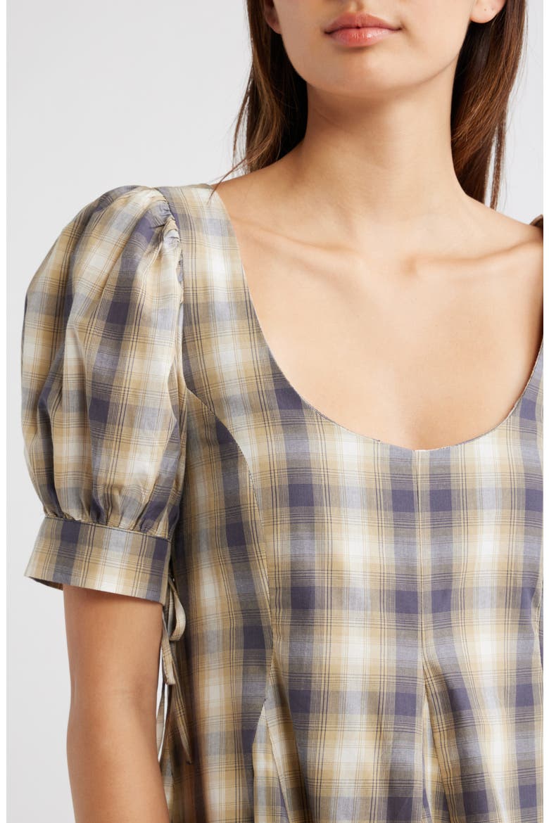 Sabina Plaid Mini Godet Dress, Alternate, color, CARDAMON