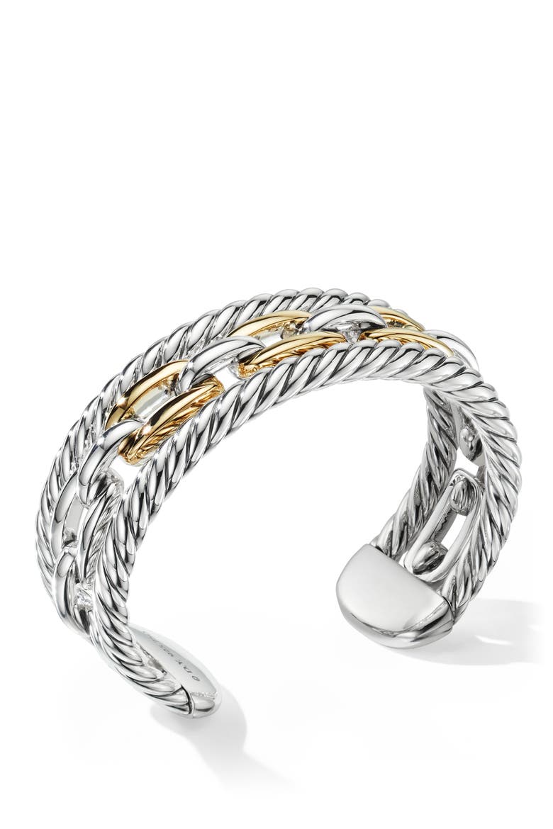 Wellesley Link Multistack Bracelet with 18K Gold, Alternate, color, 18K YELLOW GOLD/ SILVER