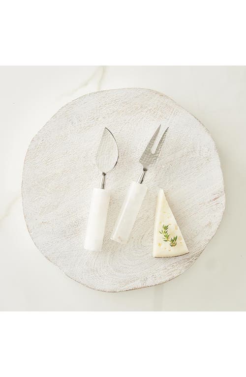Creative Brands Small Textured Mango Wood Tray In White
