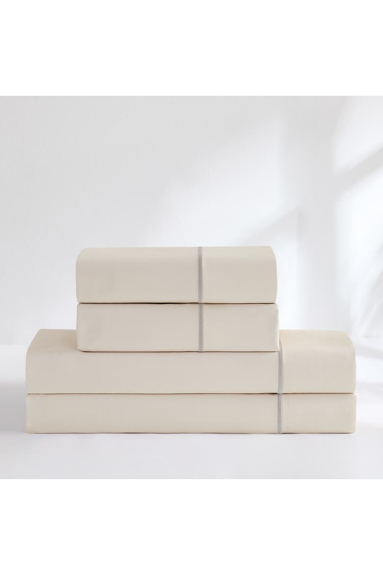 Linear Cotton Sheet Set, Alternate, color, Cream