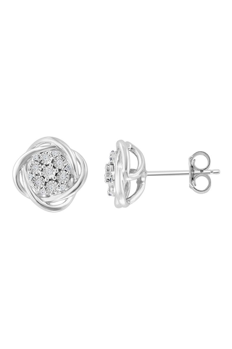 Sterling Silver Diamond Twist Halo Stud Earrings - 0.08 ctw., Alternate, color, WHITE