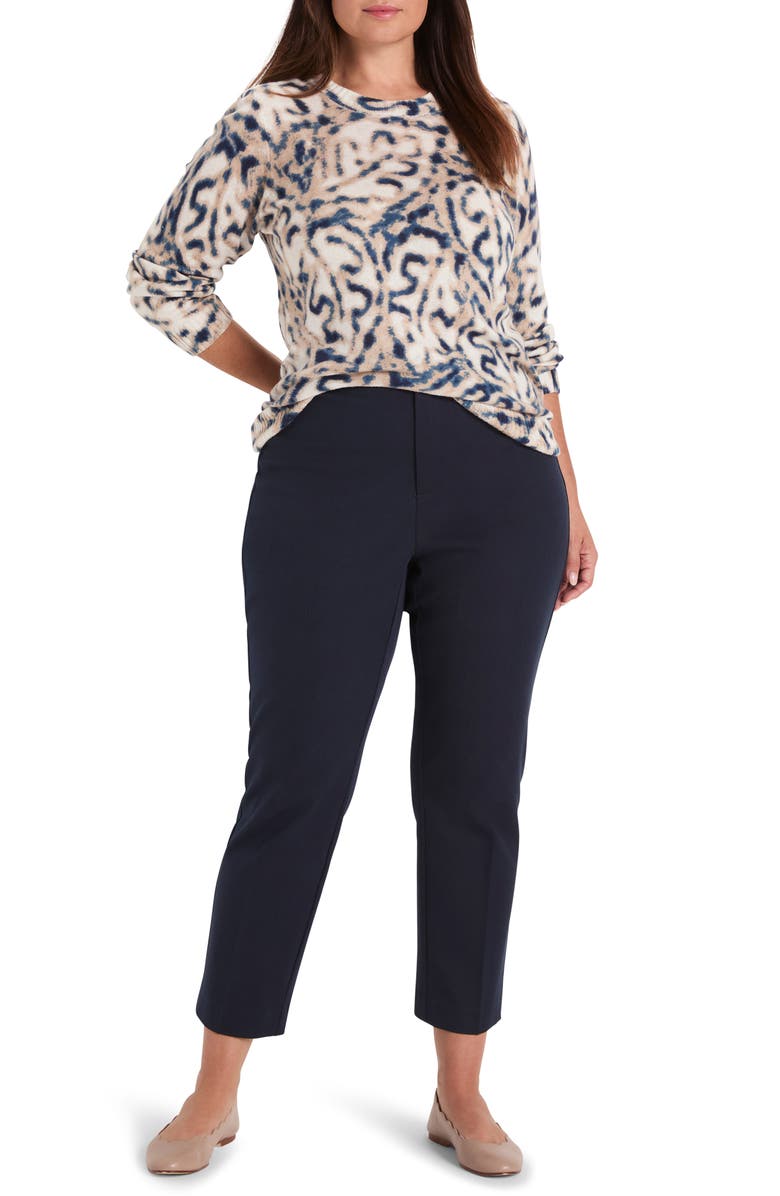 NIC+ZOE Supersoft Blurry Leaf Print Sweater, Alternate, color, Indigo Multi