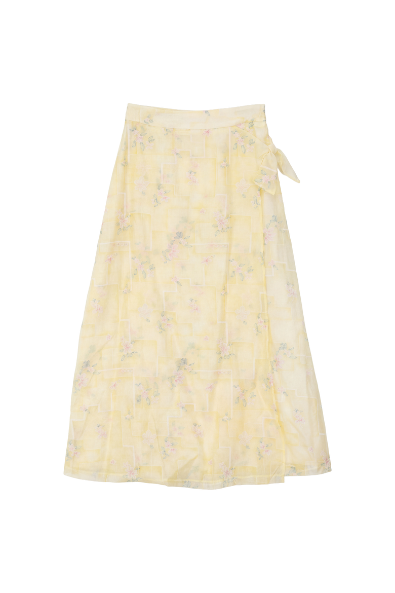 Embroidered Side Tie A-Line Skirt, Main, color, Butter