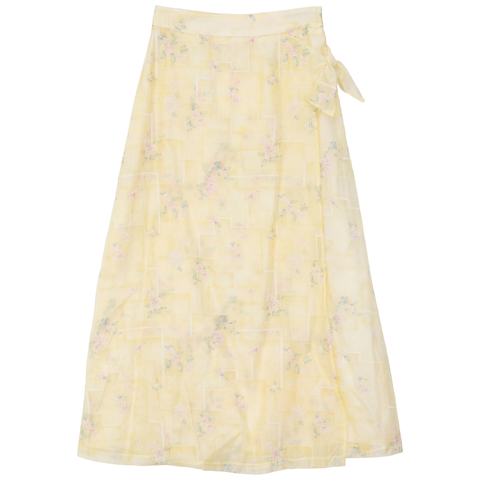 Embroidered Side Tie A-Line Skirt