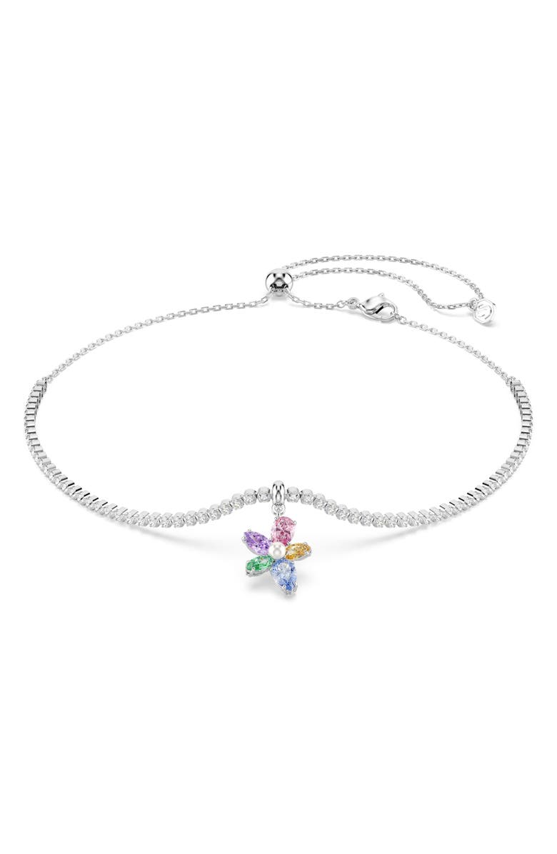 Swarovski x Ariana Grande Multicolor Crystal Choker Necklace, Main, color, Silver/ Multi