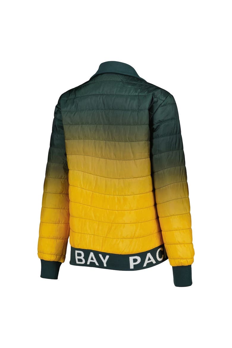 Women's The Wild Collective Green/Gold Green Bay Packers Color Block Full-Zip Puffer Jacket, Alternate, color, Green