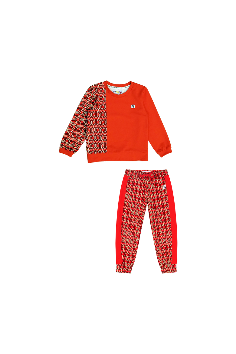 Boys Crewneck Sweatshirt and Jogger Pants Set, Alternate, color, Red Multicolor