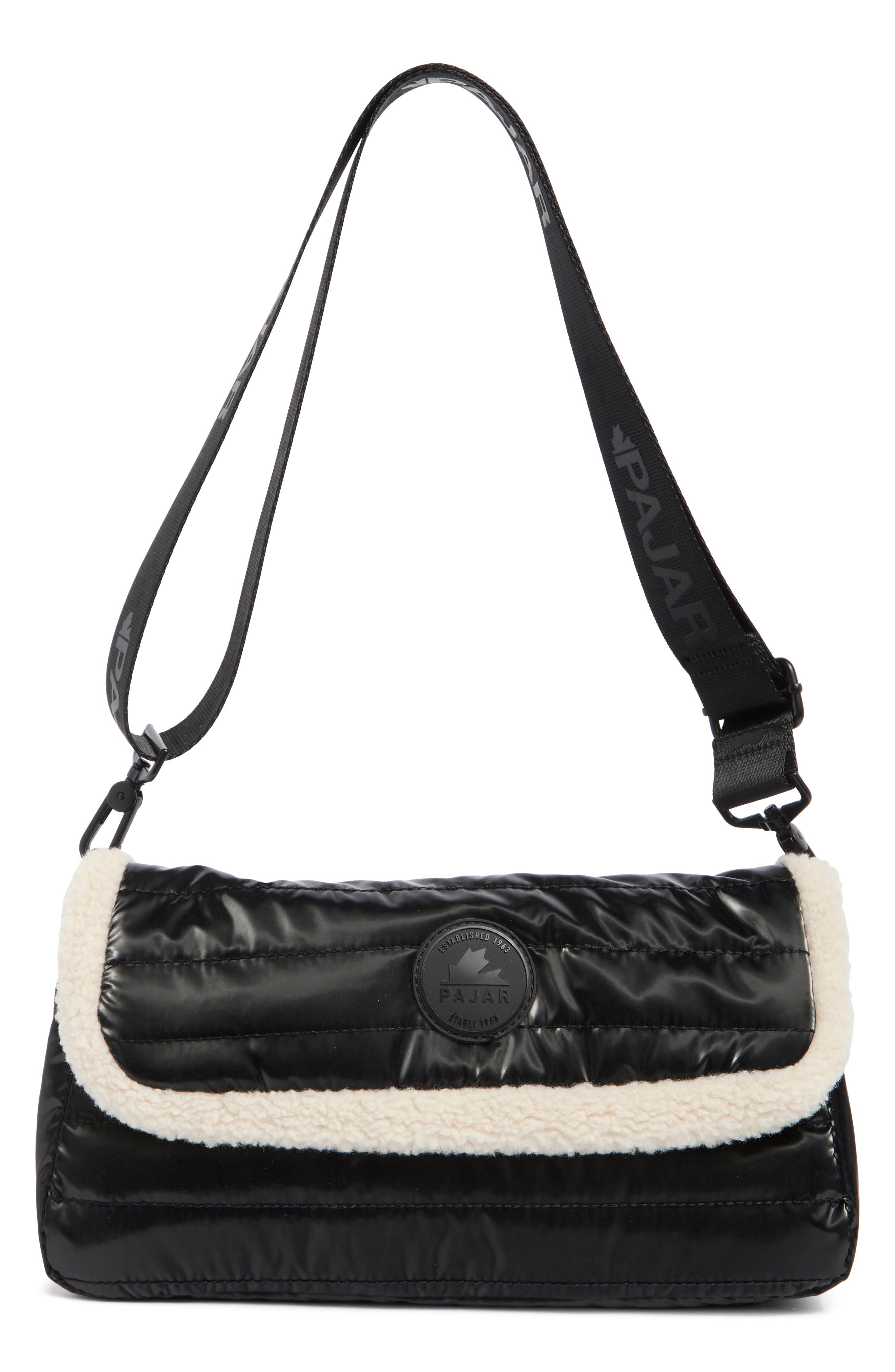 Pajar Quilted Faux Shearling Shoulder Bag, Main, color, 