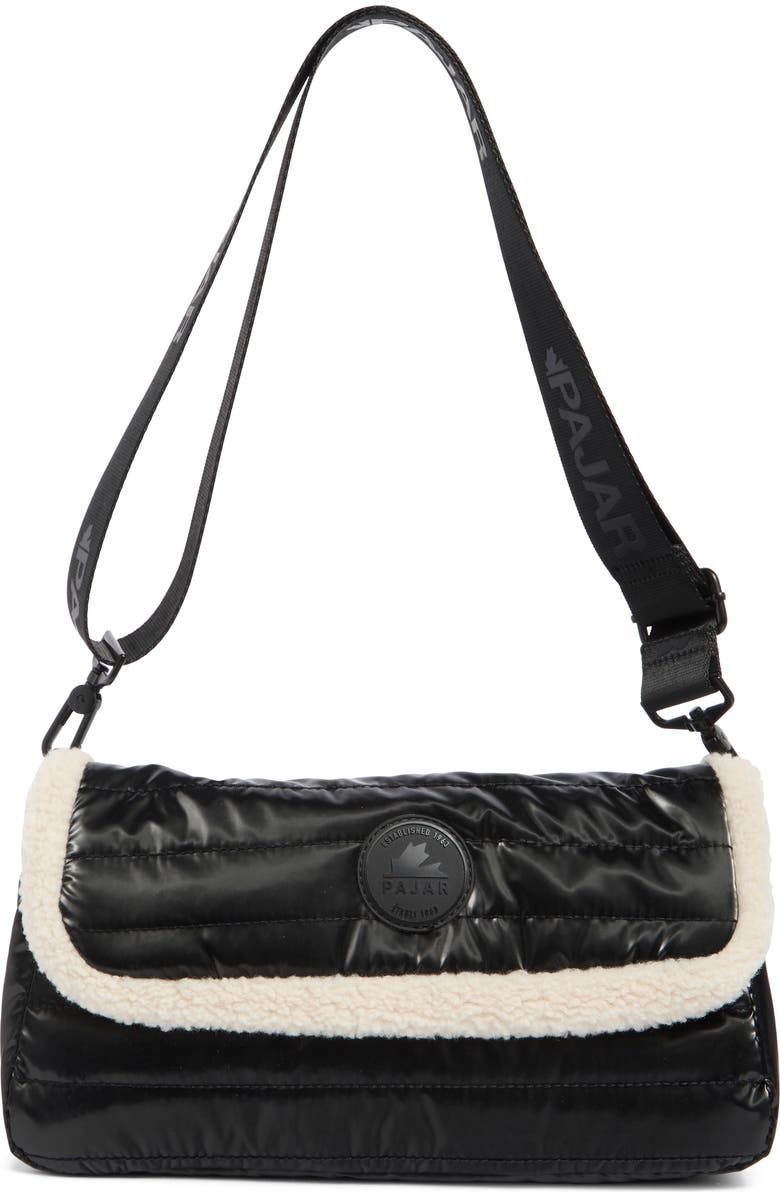 Pajar Quilted Faux Shearling Shoulder Bag, Main, color,