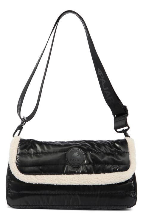 Quilted Faux Shearling Shoulder Bag