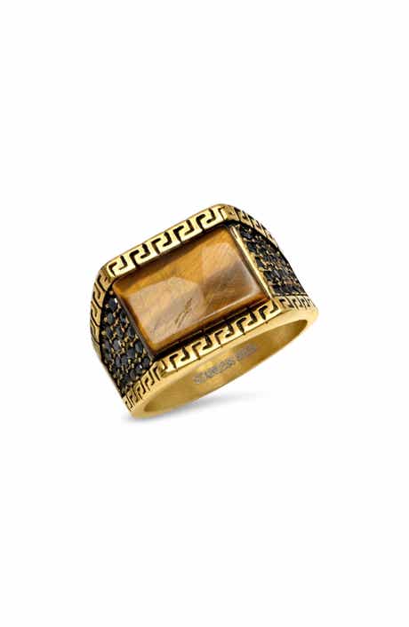 STEELTIME Men's Tiger's Eye Signet Ring