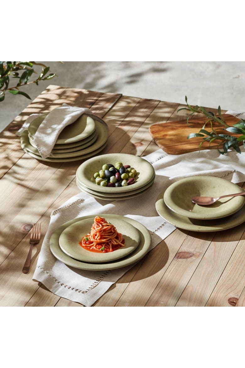 Porto by Stone Lain Aro Stoneware 12-Piece Dinnerware Set, Alternate, color, Green Matte