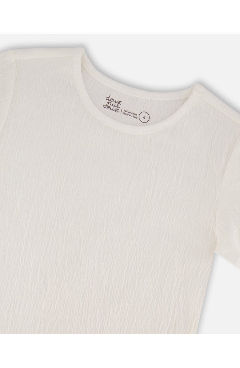 Deux par Deux Girl's Crinkle Short Sleeve Top White, Alternate, color, 