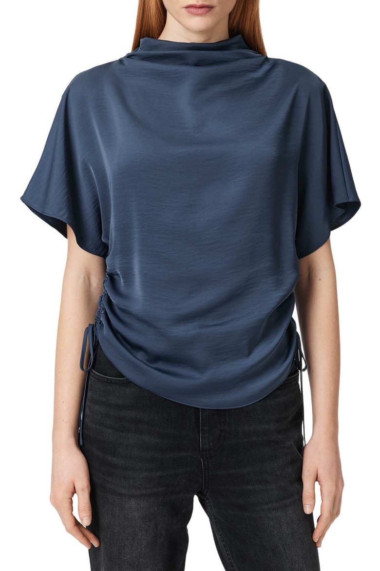 Leslie Side Ruched Top, Main, color, MIDNIGHT BLUE