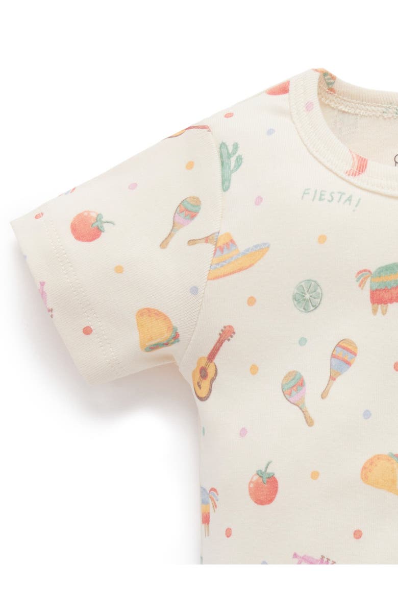 Purebaby 2 Pack Short Sleeve Ribbed Bodysuit Pinata, Alternate, color, Pinata Print