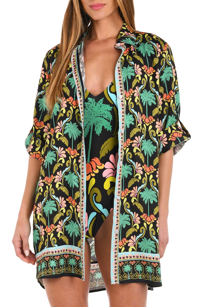 Mirage Resort Cover-Up Tunic, Main, color, BLACK MULTI
