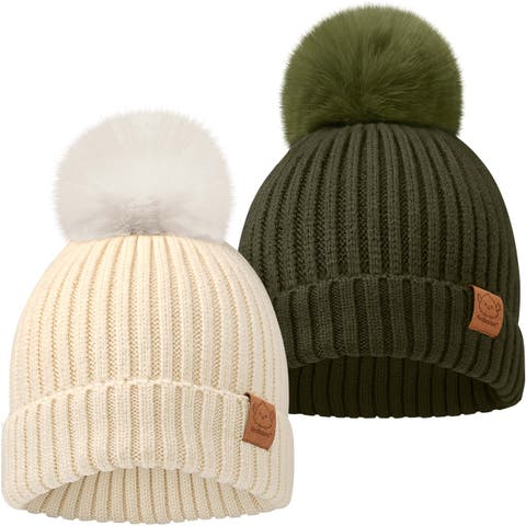 2-Pack Pom Knitted Beanie