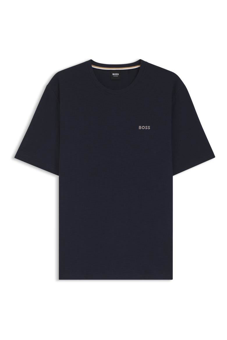 Waffle Crewneck Pajama T-Shirt, Alternate, color, DARK BLUE