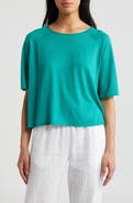 Eileen Fisher Rolled Edge Linen Blend Sweater