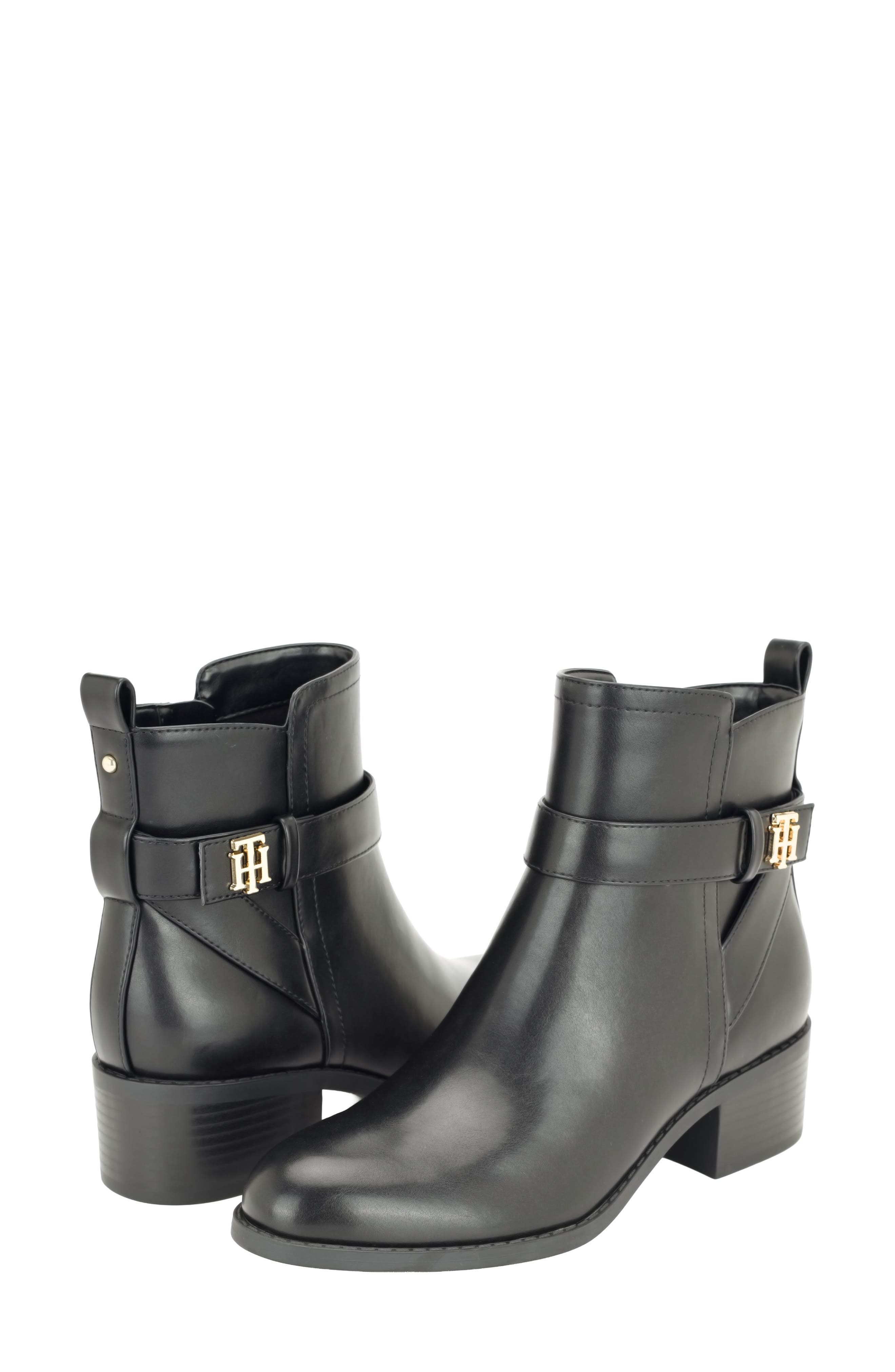 Deale Faux Leather Bootie, Alternate, color, BLACK