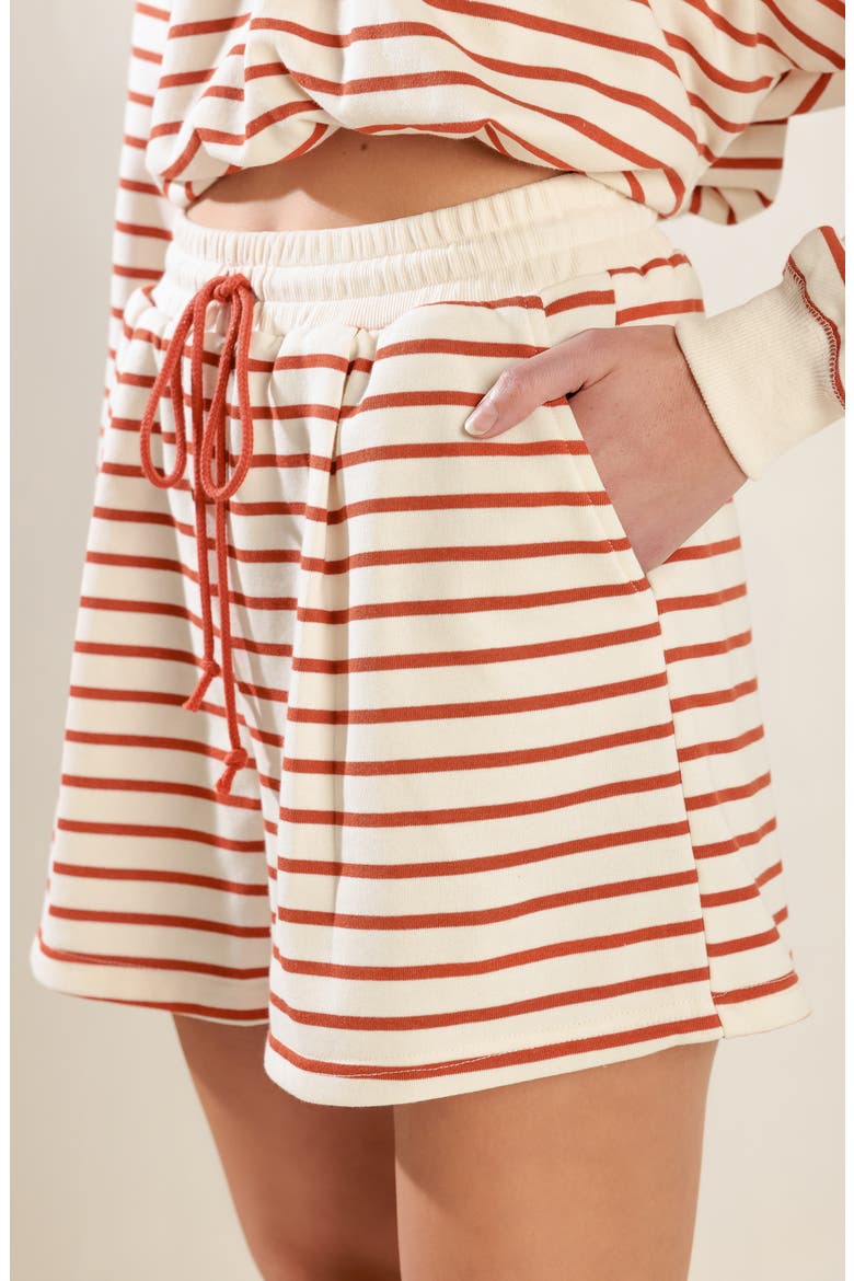 Striped Knit Shorts, Alternate, color, CREAM/ PUMPKIN