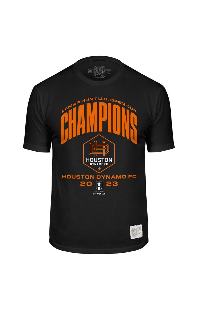 Retro Brand Youth Original Retro Brand  Black Houston Dynamo FC 2023 Lamar Hunt U.S. Open Cup Champions T-Shirt, Alternate, color, 