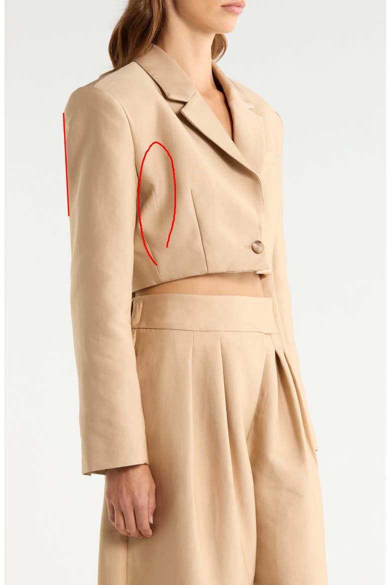 Petra Twill Crop Blazer, Alternate, color, WHITE PEPPER