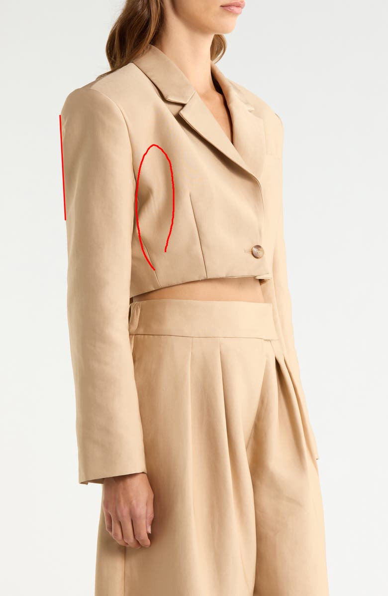 AFRM Petra Twill Crop Blazer, Alternate, color, White Pepper