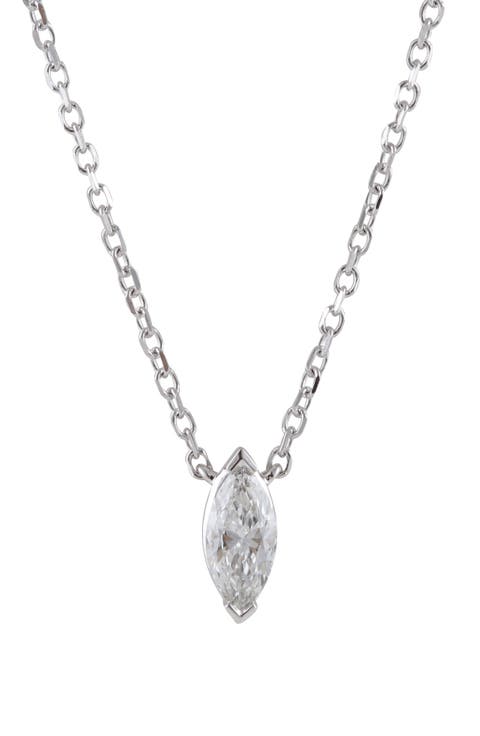 Marquise Lab Created Diamond Pendant Necklace - 0.25ct.