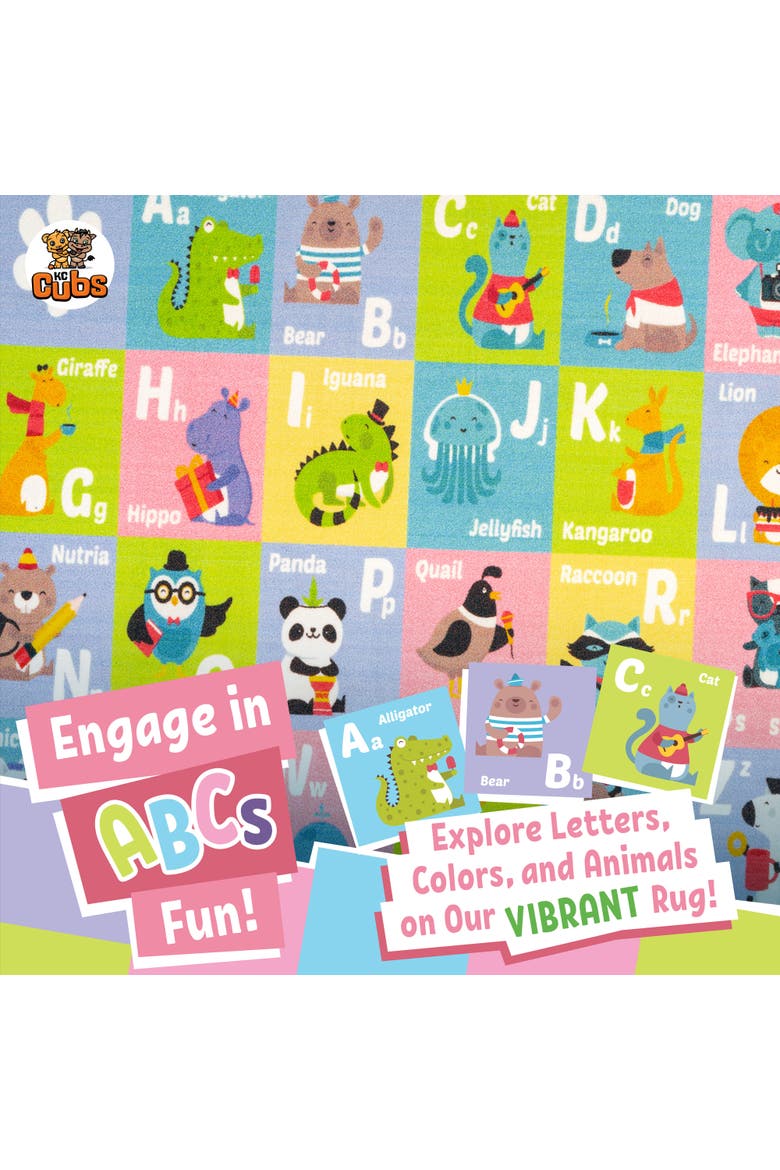 Educational Rug ABC Alphabet Animal, 3x5' Playmat, Alternate, color, Multicolored