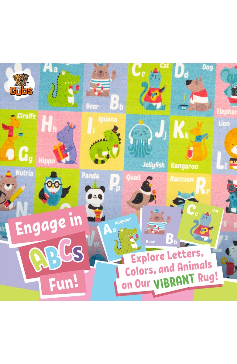 KC Cubs Educational Rug ABC Alphabet Animal, 5x7' Playmat, Alternate, color, Multicolored