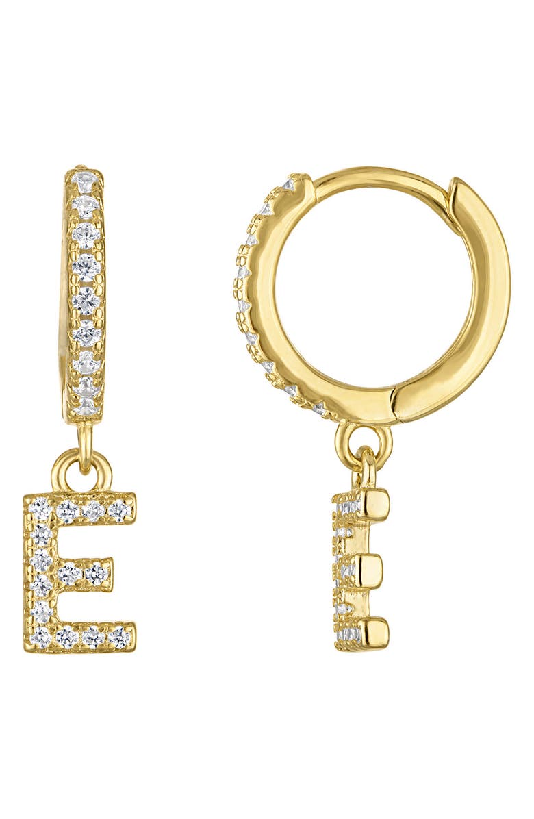 FZN Cubic Zirconia Initial Huggie Hoop Earrings, Main, color, Yellow Gold