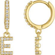 FZN Cubic Zirconia Initial Huggie Hoop Earrings