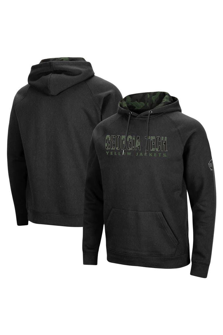 Men's Colosseum Black Georgia Tech Yellow Jackets OHT Military Appreciation Camo Pullover Hoodie, Main, color, Black