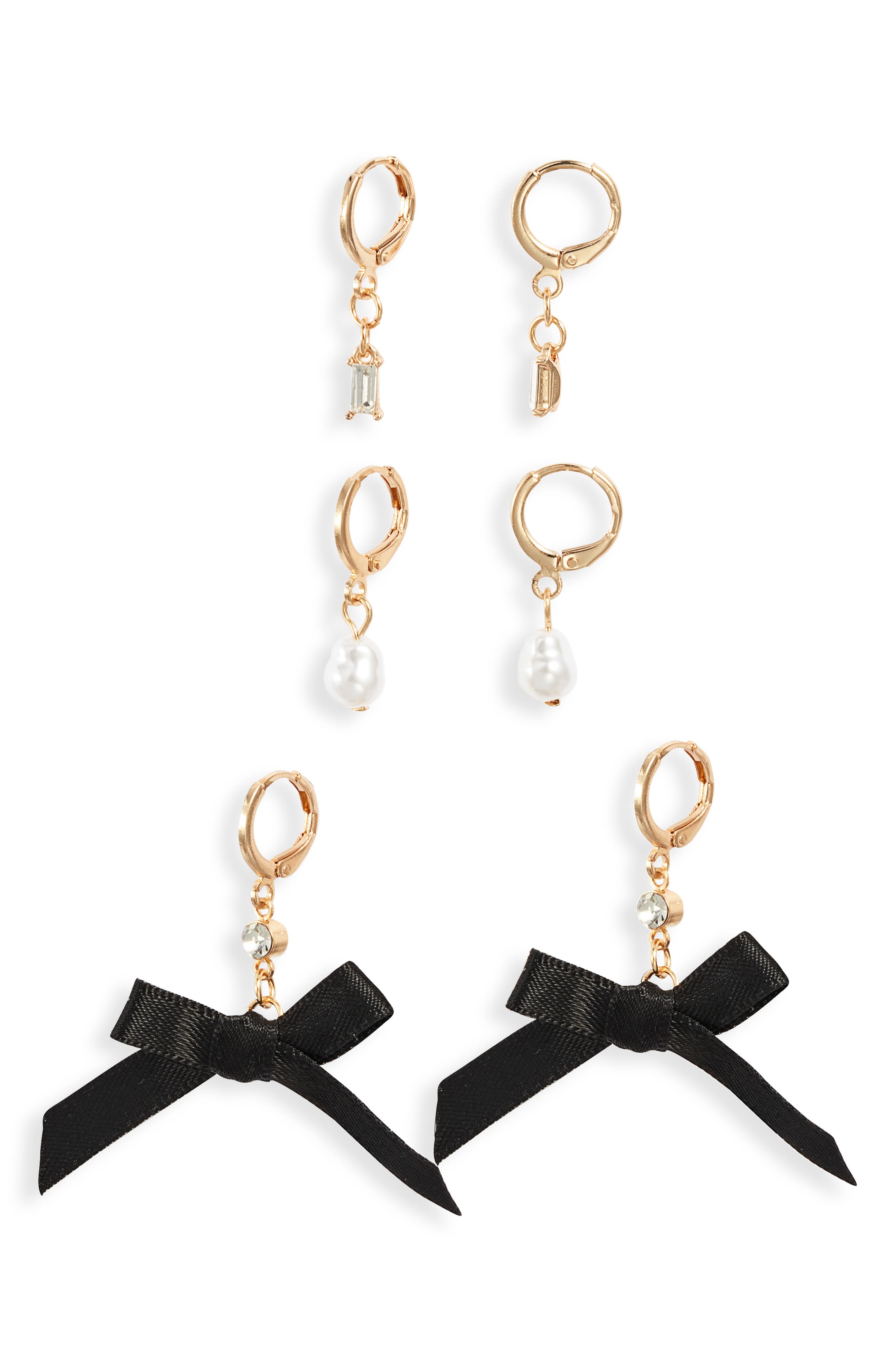 BP. Set of 3 Pretty Bow Drop Earrings