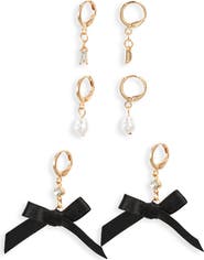 BP. Set of 3 Pretty Bow Drop Earrings