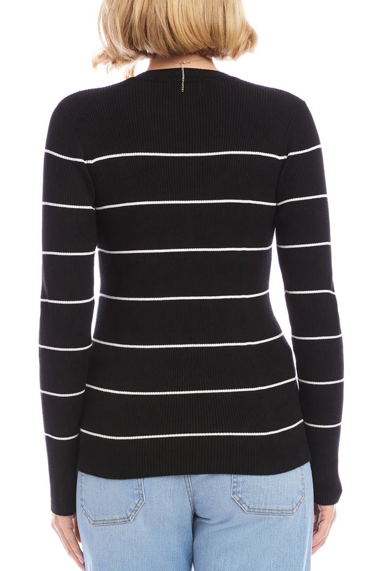 Stripe Rib Crewneck Sweater, Alternate, color, BLACK/ OFF WHITE