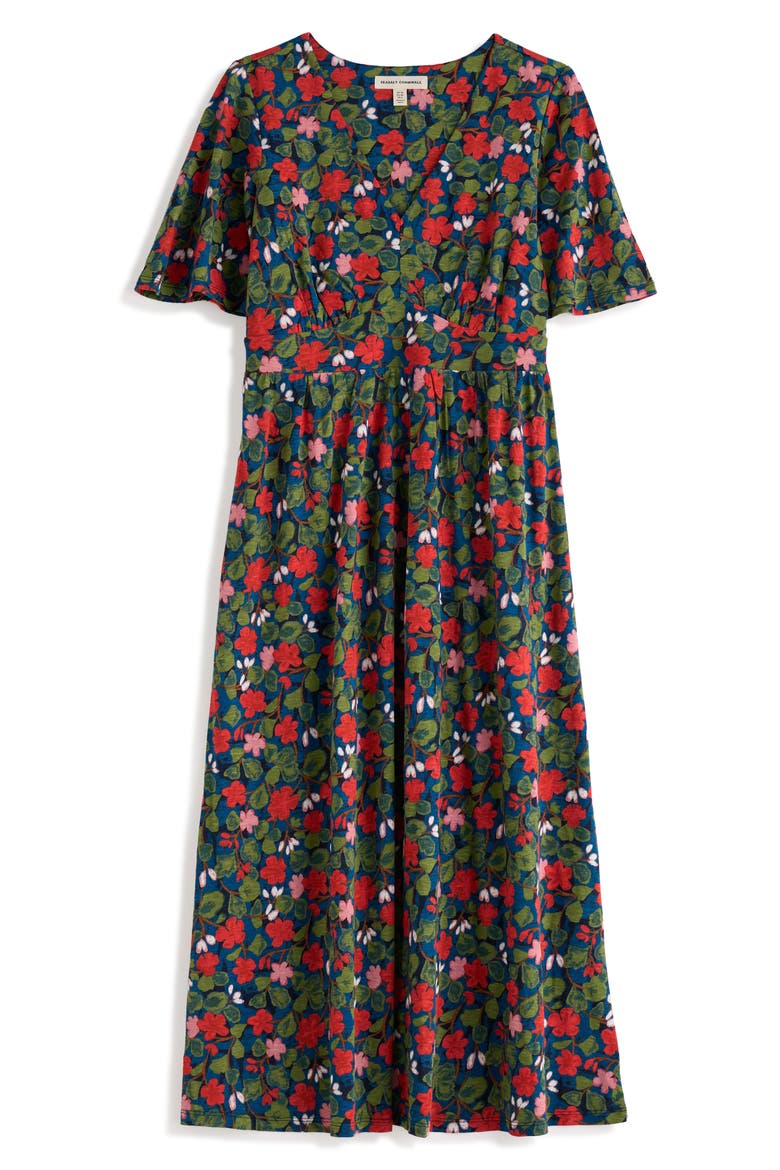 Chateaux Floral Print Organic Cotton Midi Dress, Alternate, color, HOUSEPLANT MARITIME