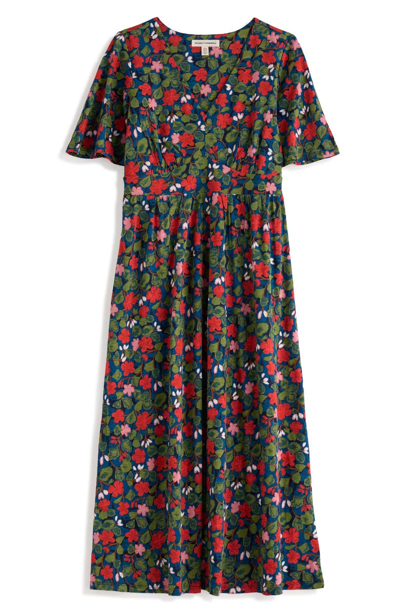 Seasalt Cornwall Chateaux Floral Print Organic Cotton Midi Dress, Alternate, color, Houseplant Maritime