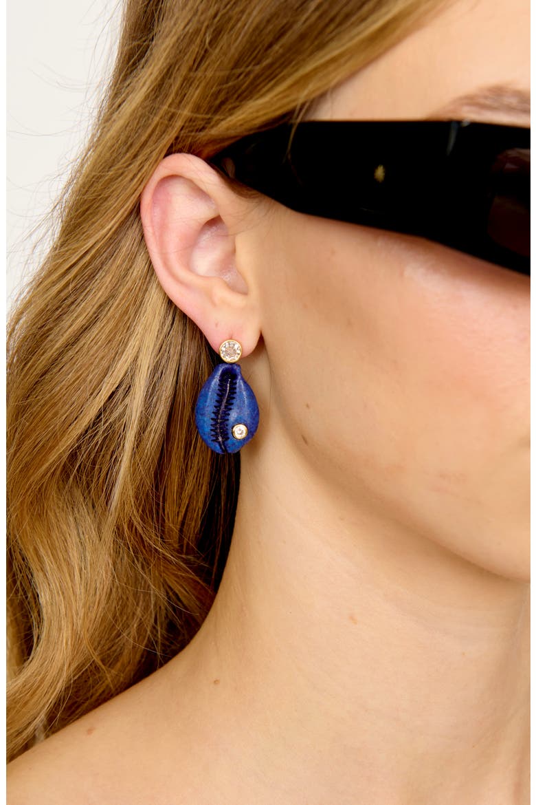 Coralina Lapis Shell Earrings, Alternate, color, LAPIS