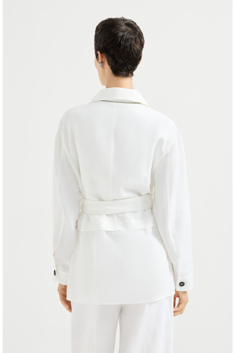 Twill safari jacket with monili, Alternate, color, White