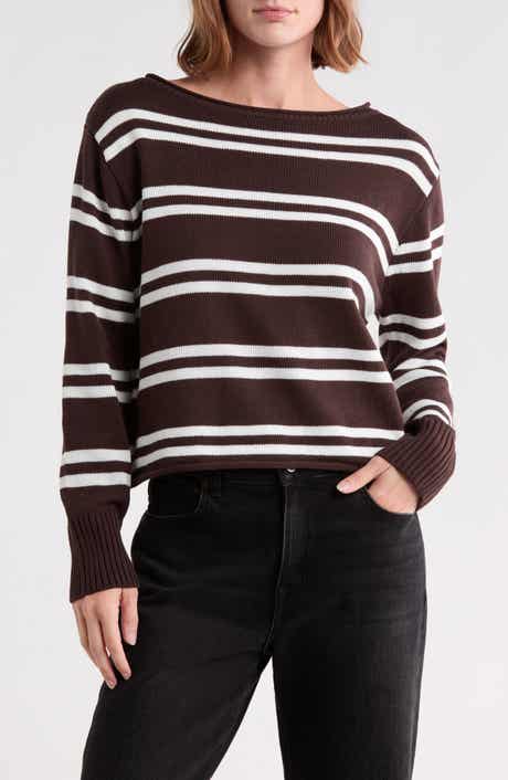 Stripe Boat Neck Crop Sweater