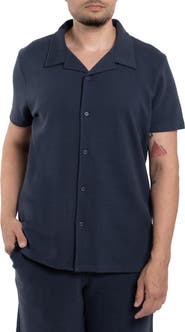 Spring + Mercer Classic Fit Textured Knit Camp Shirt