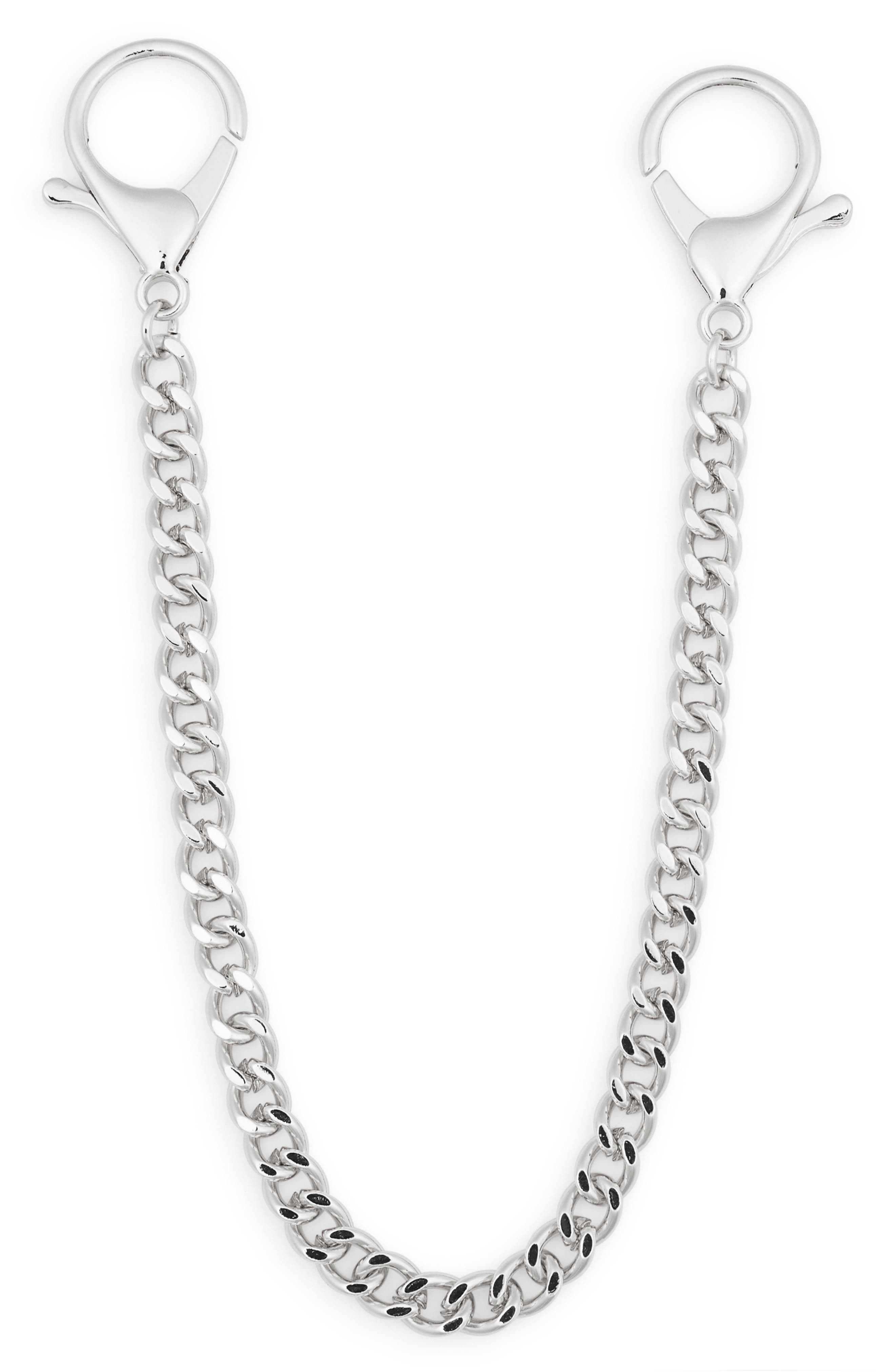 Curb Chain Bag Charm, Main, color, SILVER
