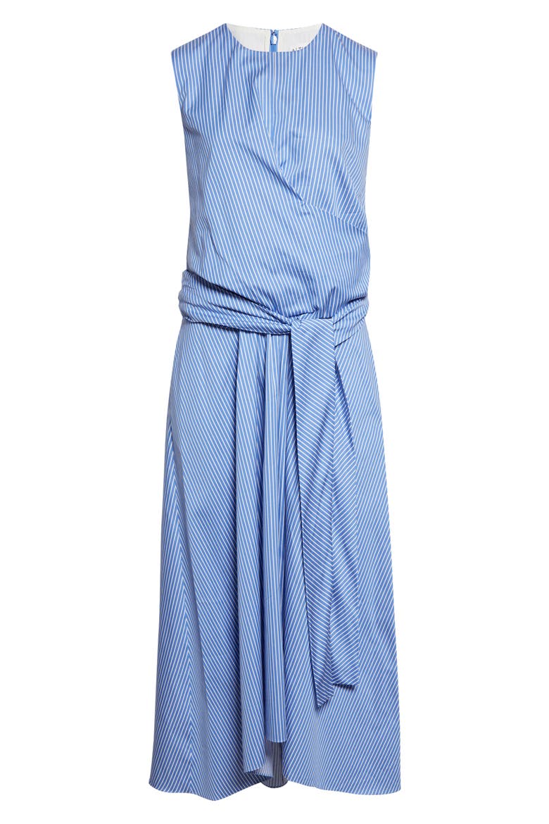 Penny Stripe Draped Silk Dress, Alternate, color, 374484 AZURE STRIPE