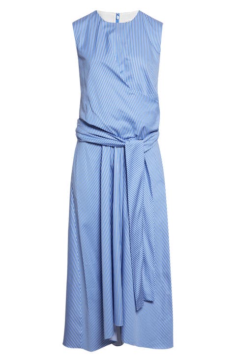 Penny Stripe Draped Silk Dress